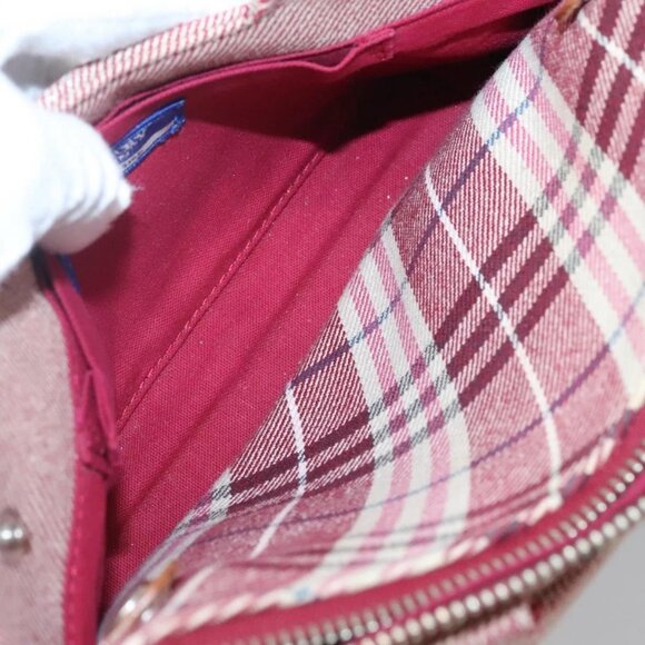 BURBERRY Nova Check Blue Label Shoulder Bag Canvas Red Silver Auth ti3084 - Picture 13 of 16